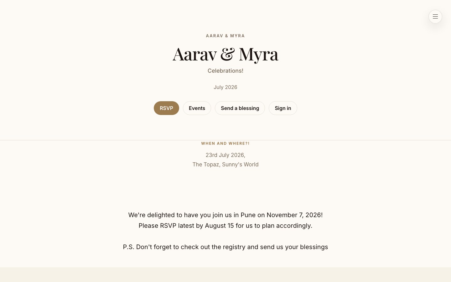Editorial Classic wedding site preview