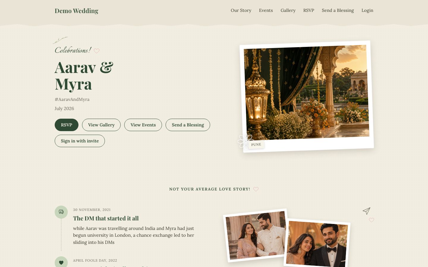 Paper Keepsake wedding site preview