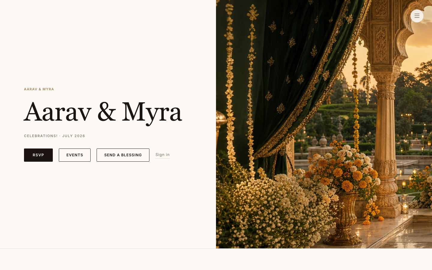 Pure Elegance wedding site preview