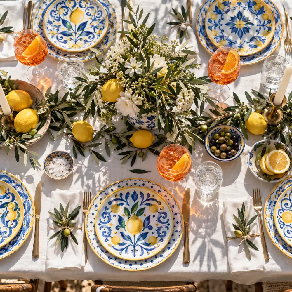 A Mediterranean table set for the celebration